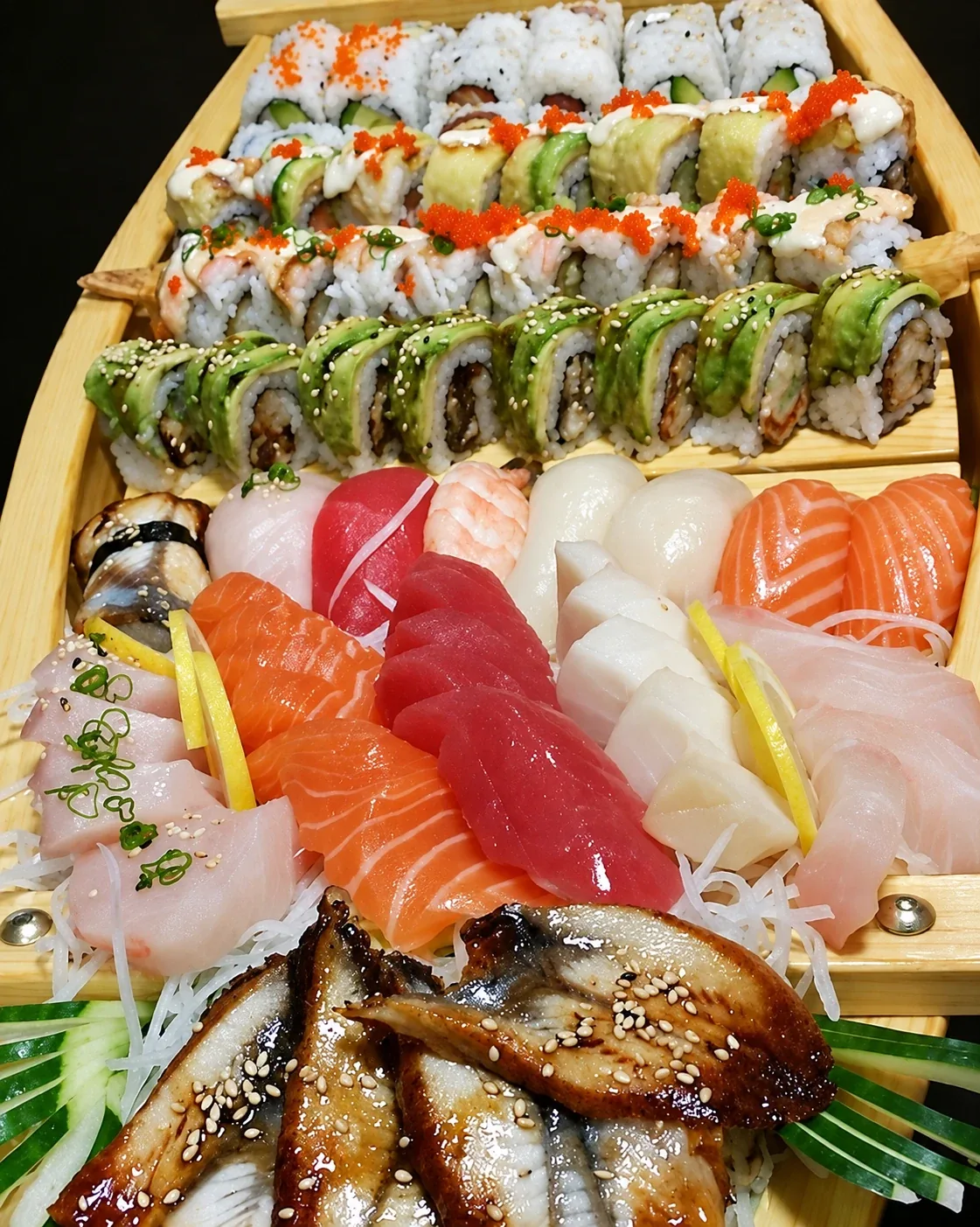 A sushi and sashimi boat